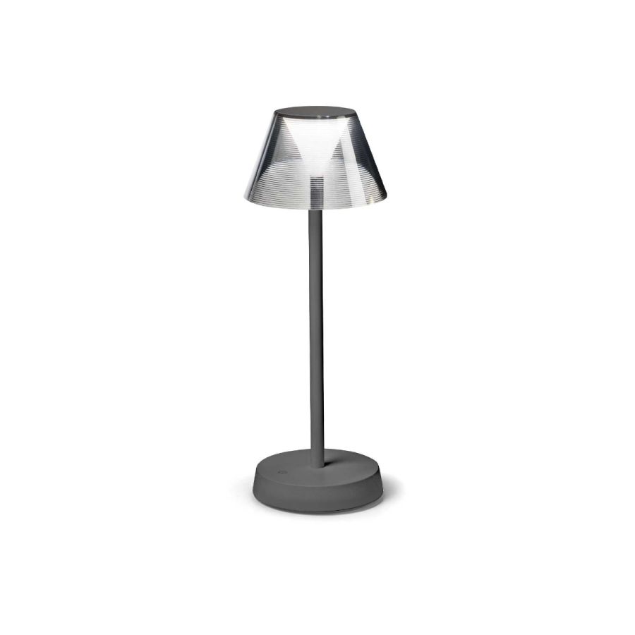 Φωτιστικό Επιτραπέζιο Led 7w 3000K 200lm Επαναφορτιζόμενο IP54 Ø125 Υ345mm Ideal Lux Lolita TL Grey 286730