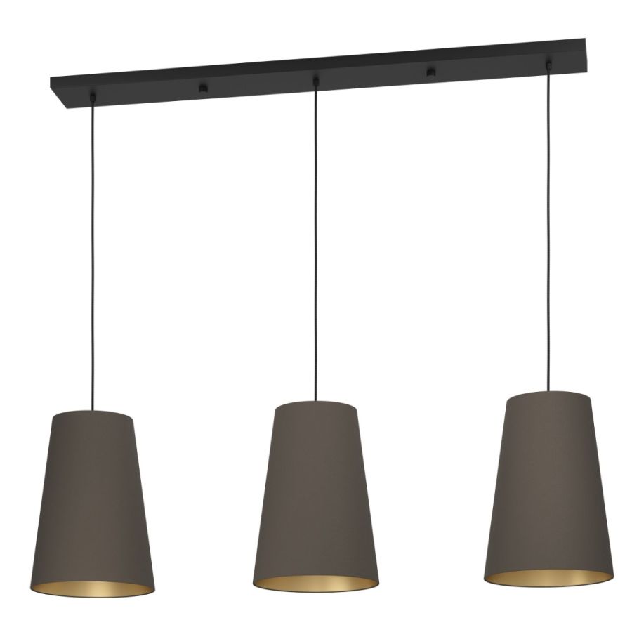 Φωτιστικό Κρεμαστό Τρίφωτη Ράγα L129xH150cm 3xE27 Ύφασμα Καπουτσίνο Eglo Petrosa Eglo 390196