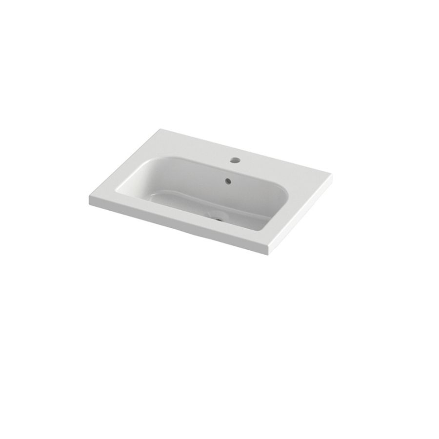 Νιπτήρας Επίπλου Μ60xΠ45xΥ3,5cm Λευκή Πορσελάνη Orabela Mood 60 60159