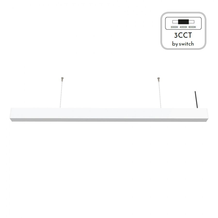 Κρεμαστό Γραμμικό Φωτιστικό D120cm Led 40w 3800lm 3CCT by switch on base Λευκό Inlight 6072-120-WH 