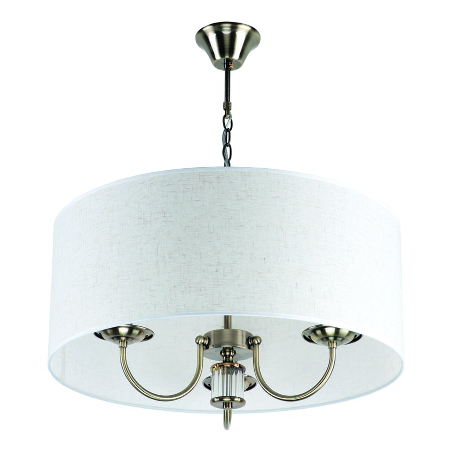 KQ 9015-3A PARIL ANTIQUE BRASS PENDANT BEIGE SHADES HOMELIGHTING 77-8193