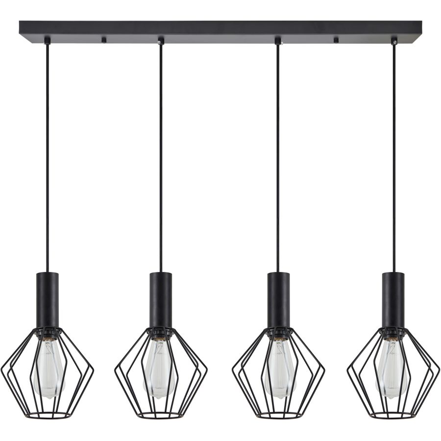 SE21-BL-4-4BL-GR1 ADEPT TUBE Black Pendant Black Metal Grid+ HOMELIGHTING 77-8532