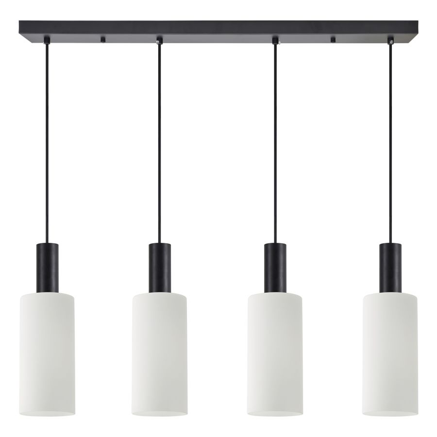 SE21-BL-4-4BL-GL3 ADEPT TUBE Black Pendant White Glass+ HOMELIGHTING 77-8567