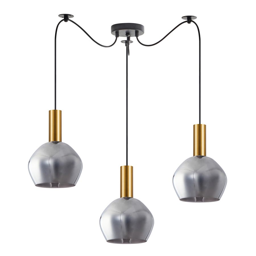 SE21-GM-4-BL3-GL2 ADEPT TUBE Gold Matt Pendant Smoked Glass+ HOMELIGHTING 77-8583