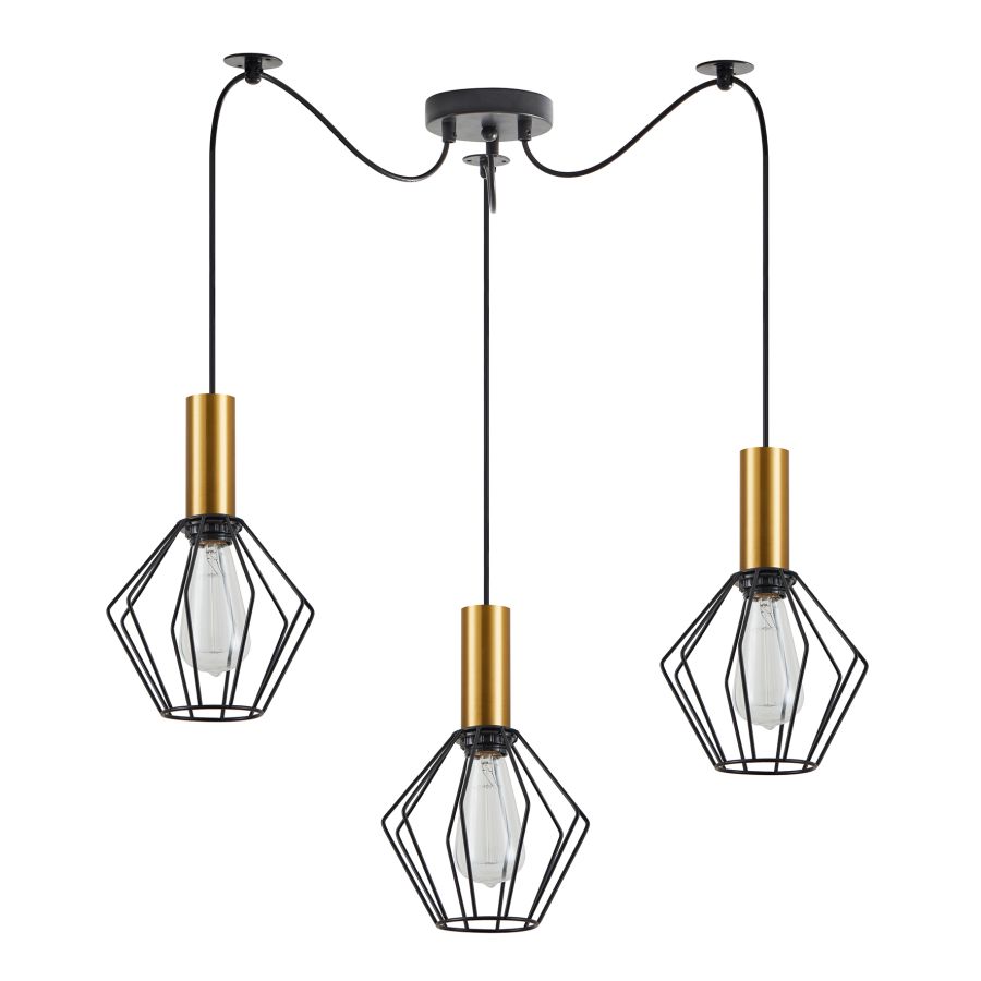 SE21-GM-4-BL3-GR1 ADEPT TUBE Gold Matt Pendant Black Metal Grid+ HOMELIGHTING 77-8619