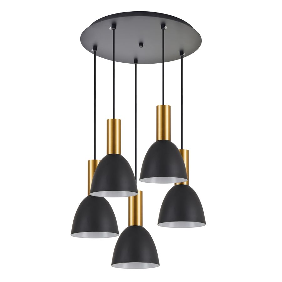 SE21-GM-4-5BL-MS2 ADEPT TUBE Gold Matt Pendant Black Metal Shade+ HOMELIGHTING 77-8643