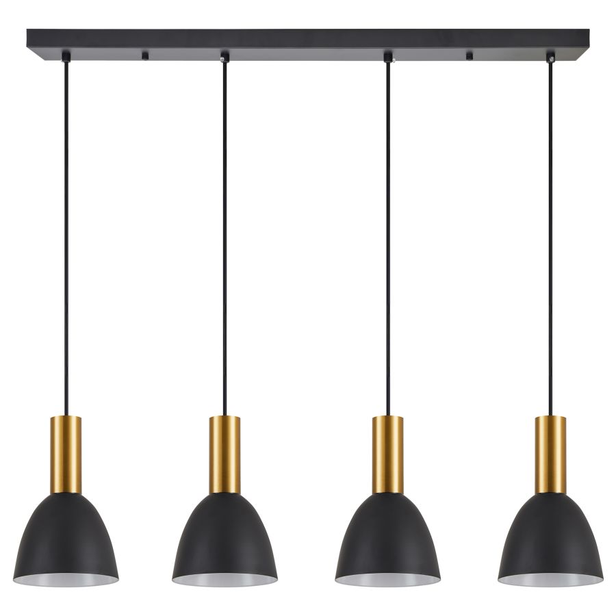 SE21-GM-4-4BL-MS2 ADEPT TUBE Gold Matt Pendant Black Metal Shade+ HOMELIGHTING 77-8644