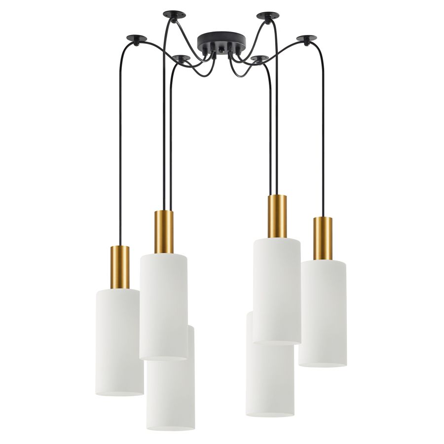 SE21-GM-4-BL6-GL3 ADEPT TUBE Gold Matt Pendant White Glass+ HOMELIGHTING 77-8653