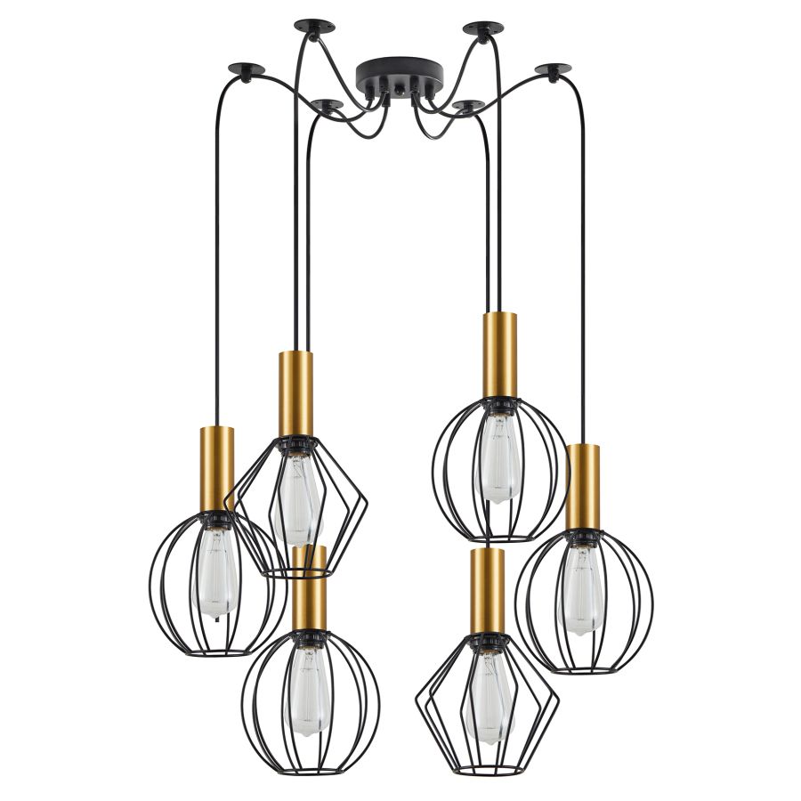 SE21-GM-4-BL6-GR12 ADEPT FLEX Gold Matt Pendant Black Metal Grid+ HOMELIGHTING 77-8938