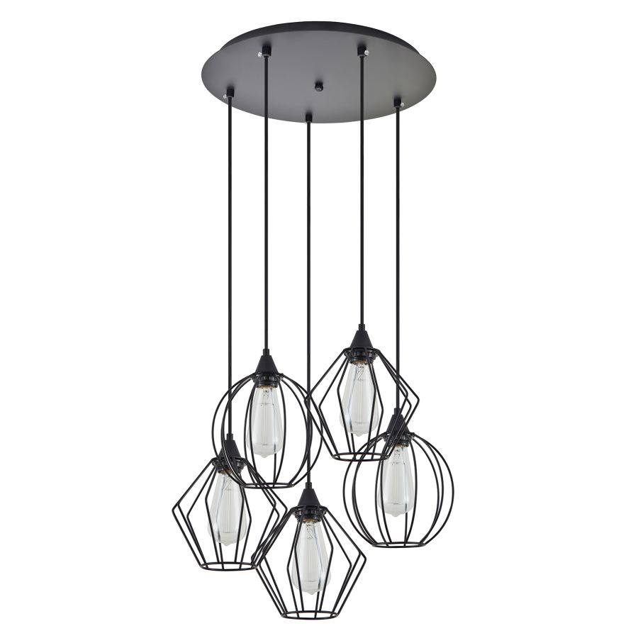 SE21-BL-B10-5BL-GR12 ADEPT FLEX Black Metal Grid Pendant+ HOMELIGHTING 77-8951