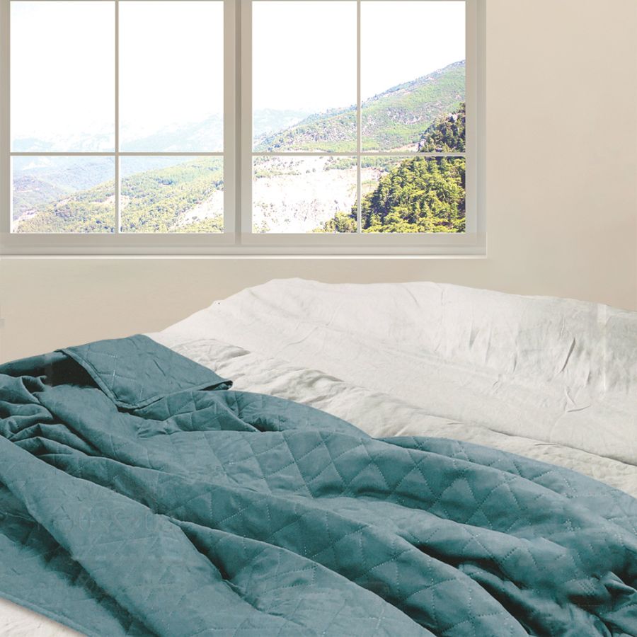 ΚΟΥΒΕΡΛΙ Cottage Simplicity AQUA MICROFIBER 220x240cm San Lorentzo 7093AQUA