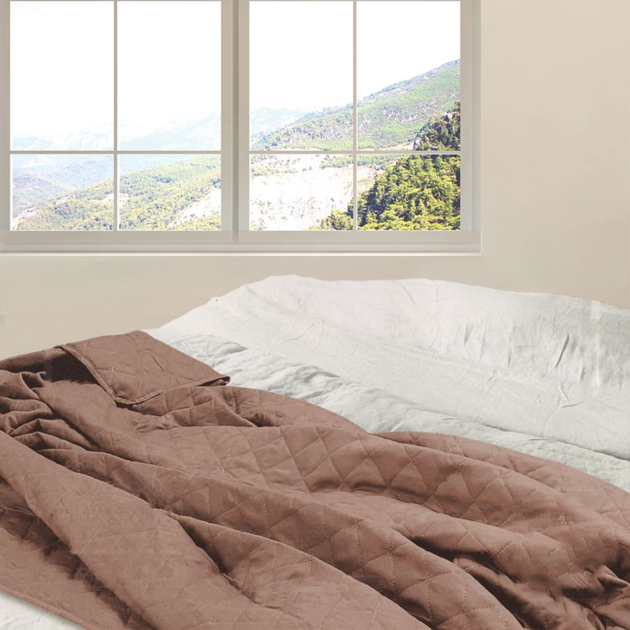 ΚΟΥΒΕΡΛΙ Cottage Simplicity ΜΕΛΙ MICROFIBER 220x240cm San Lorentzo 7093HONEY