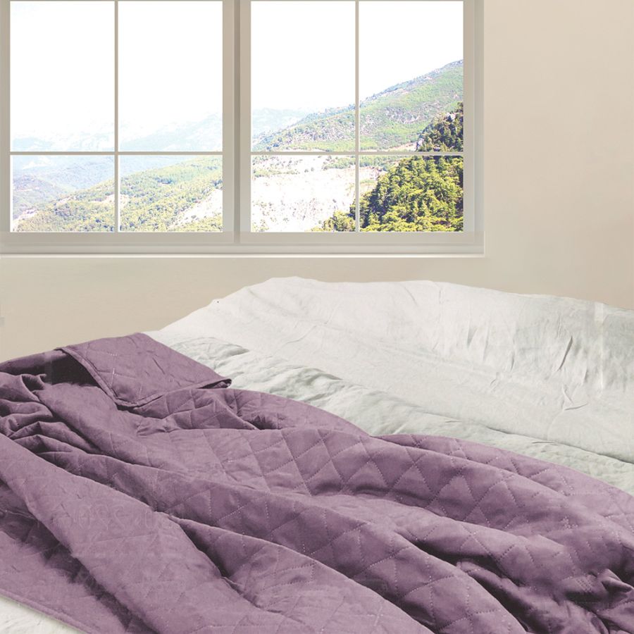 ΚΟΥΒΕΡΛΙ Cottage Simplicity ΜΩΒ MICROFIBER 220x240cm San Lorentzo 7093PURPLE