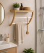 Κρεμάστρα Τοίχου με Ράφι Bamboo 45x20x34cm Μπεζ/Λευκή MRShome DS-1140000