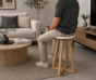 Σκαμπώ με Πόδια Bamboo Καφέ/Λευκό 31x31x42.5cm MRShome DS-2676000