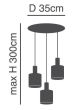 SE21-BL-4-3BL-SH3 ADEPT TUBE Black Pendant Brown Fabric Shade+ HOMELIGHTING 77-8523