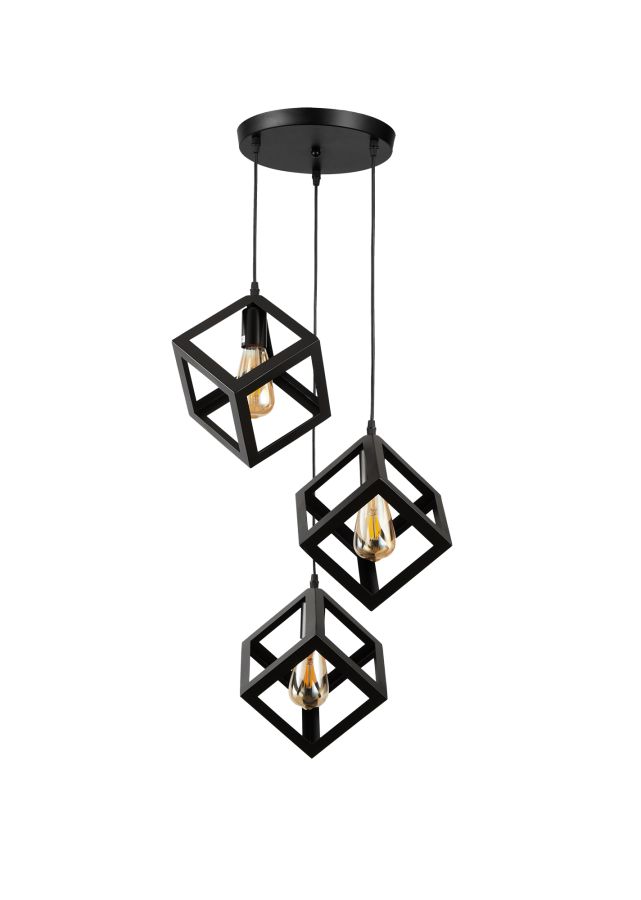 PDC 1249-3 ΒΚ CHN  ΡΟΖΕΤΑ ΜΕΤΑΛΙΚΗ 3/Φ ΜΕ ΚΡΕΜΑΣΤΟΥΣ ΜΑΥΡΟΥΣ ΚΥΒΟΥΣ 3ΧΕ27 ARlight 0104570