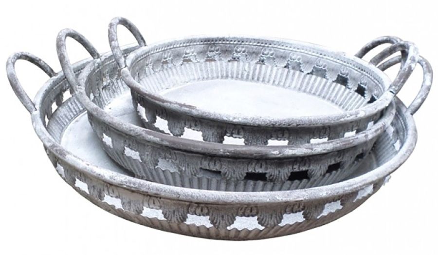 Σετ 3 Δίσκοι Μεταλλικοί 44x39x12cm, 36x23x11cm, 31x27x10cm Etoile NN-766
