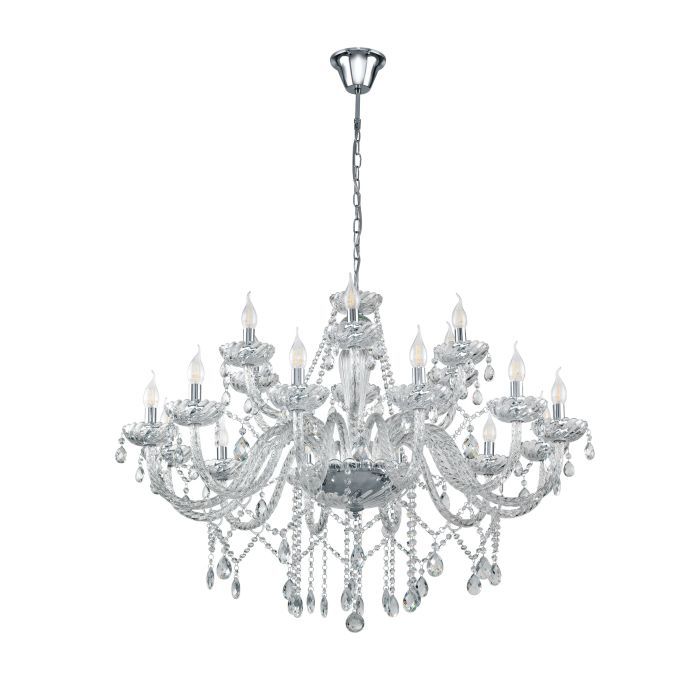 Πολυέλαιος Δεκαοκτάφωτος Ø100cm 18xE14 Διάφανος Eglo Basilano 39103