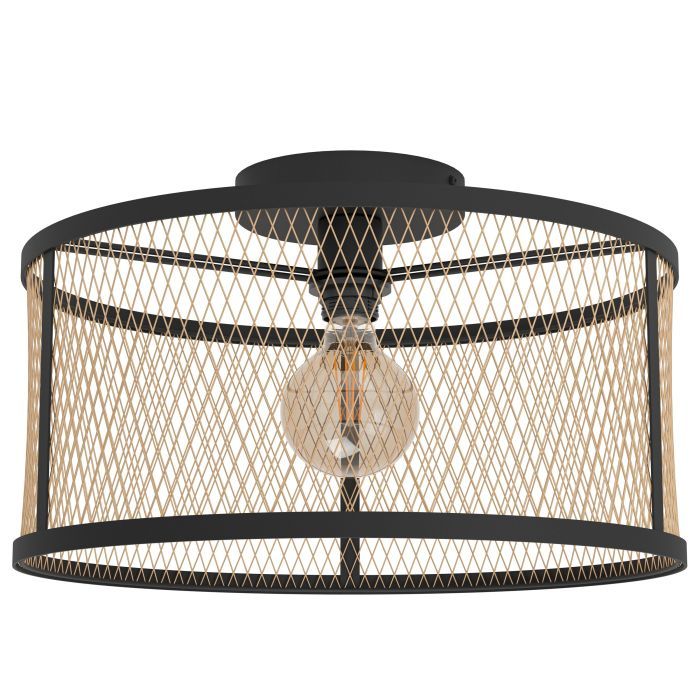 Φωτιστικό Οροφής Μονόφωτο Ø450xΗ270mm 1xE27 Μαύρο-Ορείχαλκος Eglo Dellow 43603