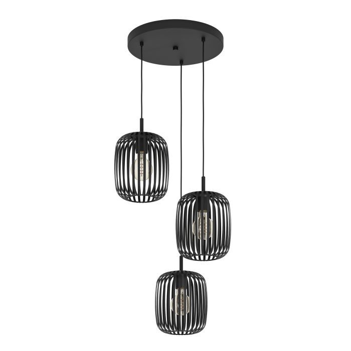 Κρεμαστό Φωτιστικό Τρίφωτο 3xE27 Ø46cm Μαύρο Eglo Romazzina 900686