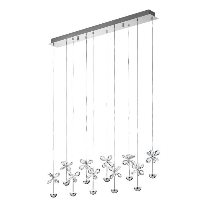 Φωτιστικό Κρεμαστό  Ράγα 87cm Led 10x2,w 3000K 2700lm Χρωμέ / Διάφανα Κρύσταλλα Eglo Pianopoli 93663