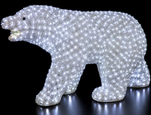 3D Φωτιζόμενη Ακρυλική Αρκούδα Με 1900Led Λευκό Φωτισμό Και Μετασχηματιστή Ip44,120 x 70(H)cm Lianos L200-003W-1