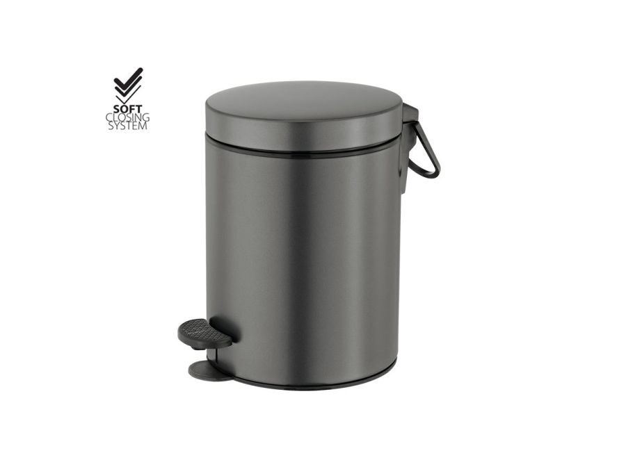 Χαρτοδοχείο 5lt Χρώμα Antracite Grained Soft Closιng Sanco Waste Bins 90680-M118