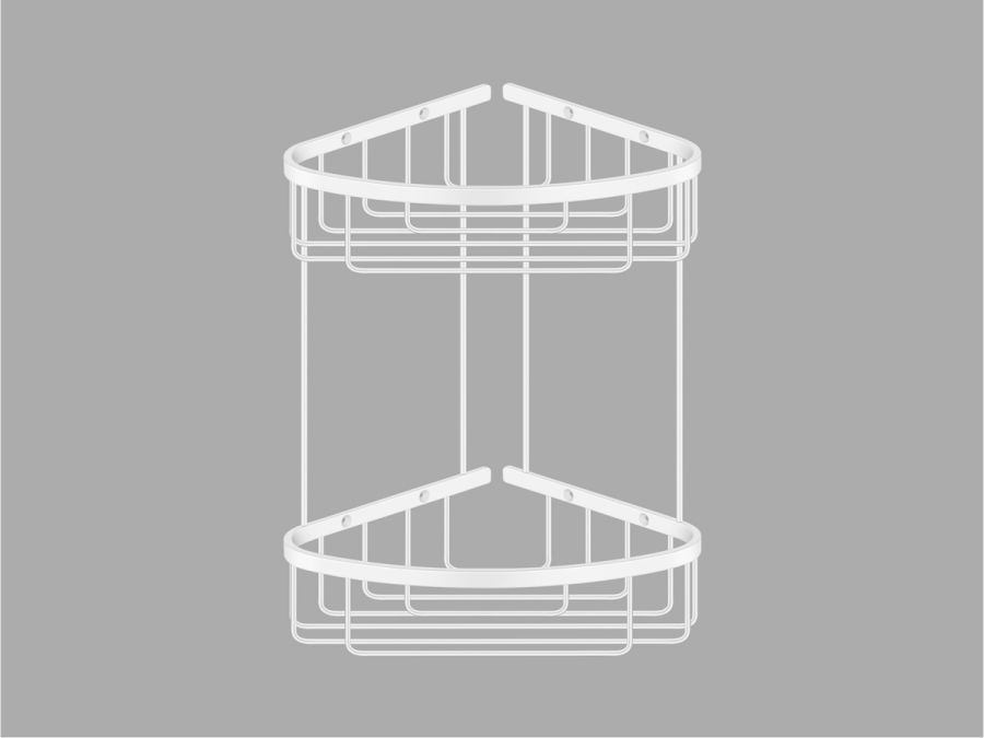 Sanco Shower Baskets Διπλή γωνιακή Θήκη Λευκό ματ 00009-Μ101