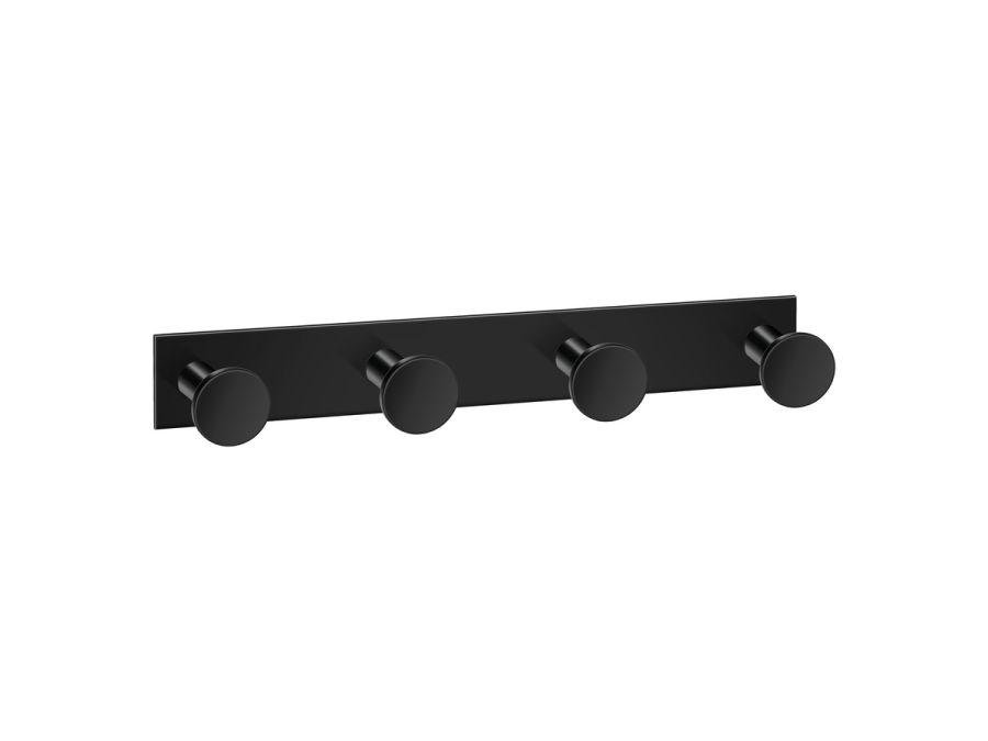 Sanco Bath Robe Hook & Door Stop Τετραπλό άγκιστρο Μαύρο ματ 00684-Μ116