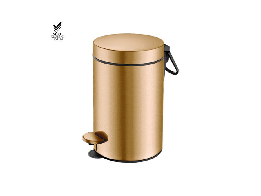 Sanco Waste Bins Χαρτοδοχείο 3 lt Soft Close (AISI 304) PVD θερμό μπρονζέ βουρτσιστό 90603-PVD-01BR