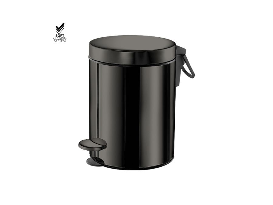 Sanco Waste Bins Χαρτοδοχείο 5 lt Soft Close (AISI 304) PVD gun metal γυαλιστερό 90605-PVD-05PL