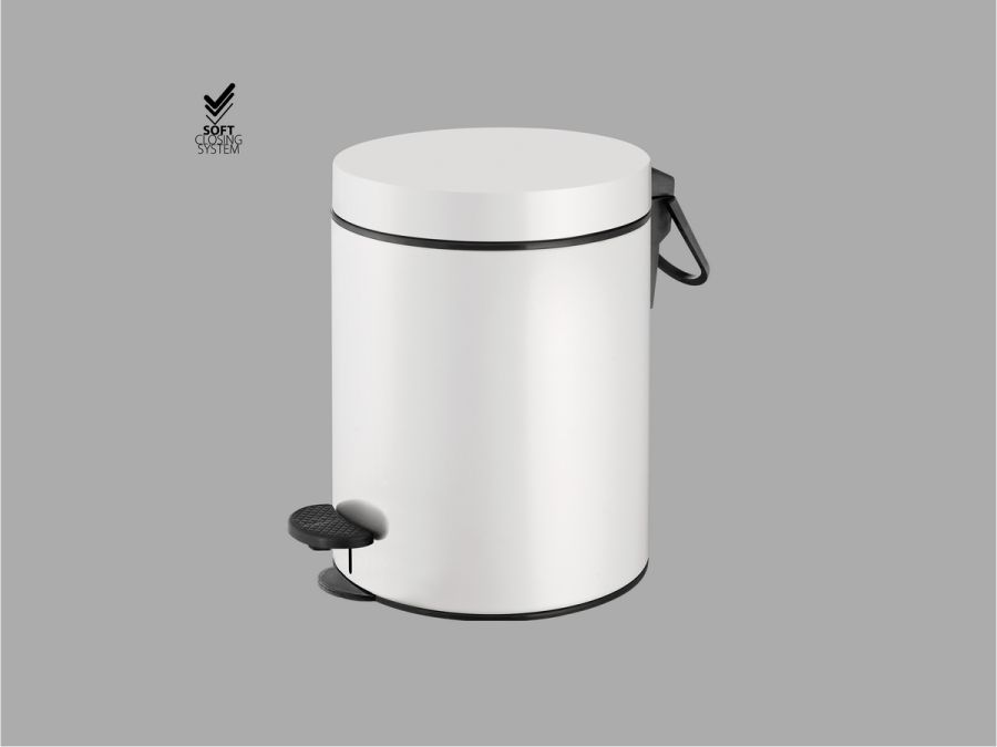 Sanco Waste Bins Χαρτοδοχείο 5lt Soft Closing System Λευκό ματ 90680-Μ101