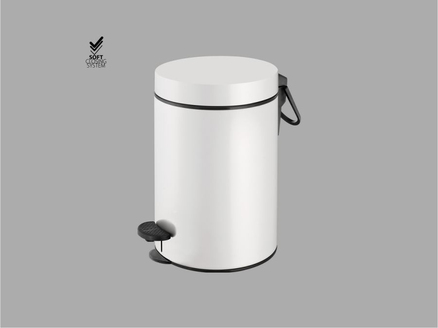 Sanco Waste Bins Χαρτοδοχείο 3lt Soft Closing System Λευκό ματ 90689-Μ101
