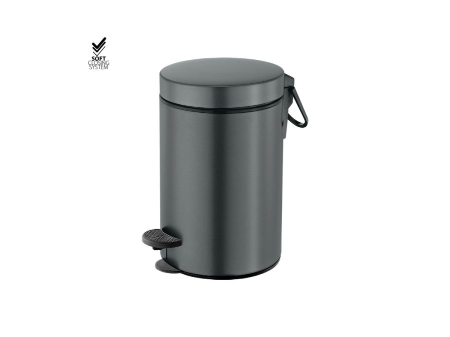 Sanco Waste Bins Χαρτοδοχείο 3lt Soft Closing System Ανθρακί ανάγλυφο 90689-Μ118