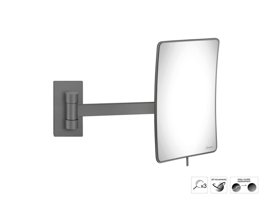 Sanco Cosmetic mirrors Μεγεθυντικός καθρέπτης x3 Ανθρακί ανάγλυφο MR-305-Μ118
