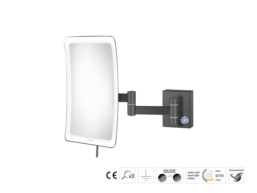 Sanco LED Cosmetic mirrors Μεγεθυντικός καθρέπτης x3 με LED Σκούρο γραφίτη MRLED-301-122