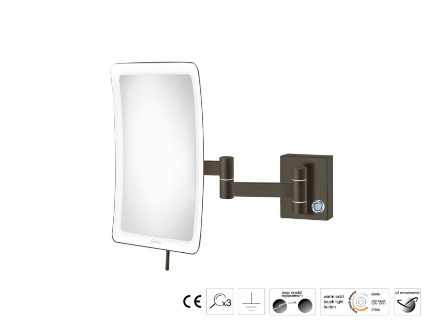 Sanco LED Cosmetic mirrors Μεγεθυντικός καθρέπτης x3 με LED Σκούρο μπρονζέ ματ MRLED-301-DM25