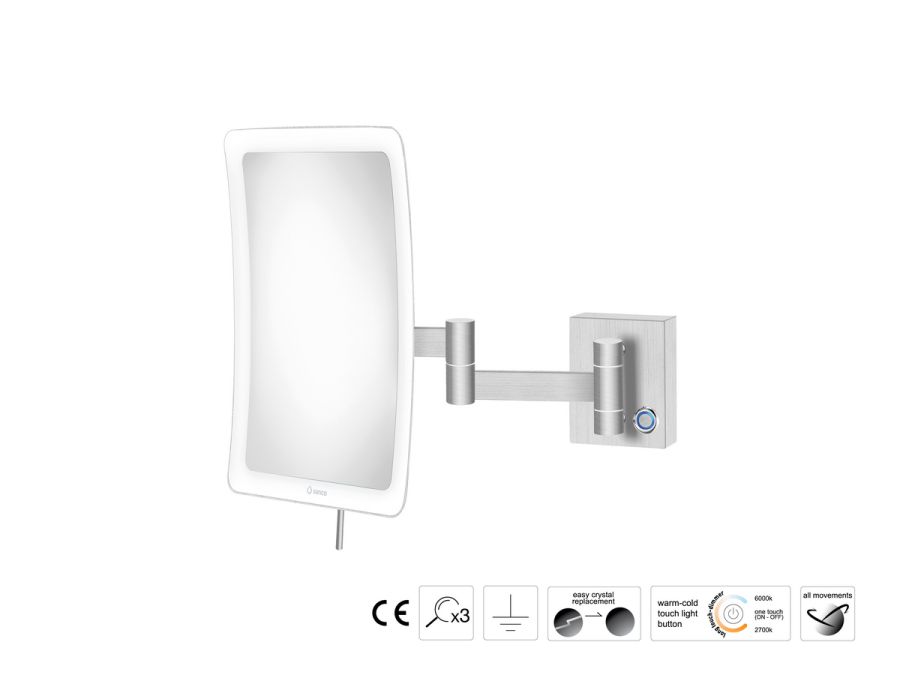 Sanco LED Cosmetic mirrors Μεγεθυντικός καθρέπτης x3 με LED PVD νίκελ ατσάλι MRLED-301-PVD-11BR