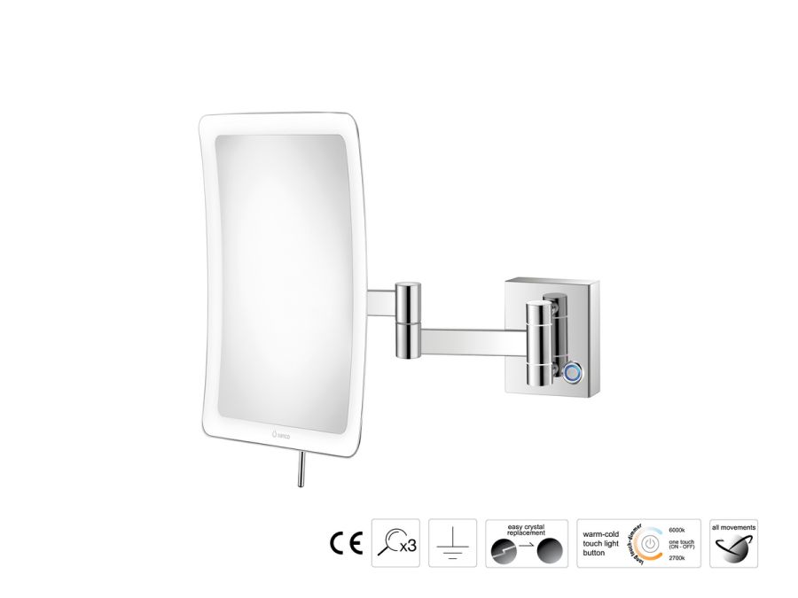 Sanco LED Cosmetic mirrors Μεγεθυντικός καθρέπτης x3 με LED Χρώμιο MRLED-301-Α03