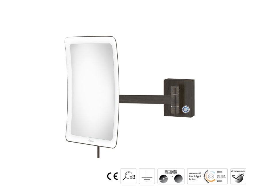 Sanco LED Cosmetic mirrors Μεγεθυντικός καθρέπτης x3 με LED Σκούρο μπρονζέ ματ MRLED-305-DM25