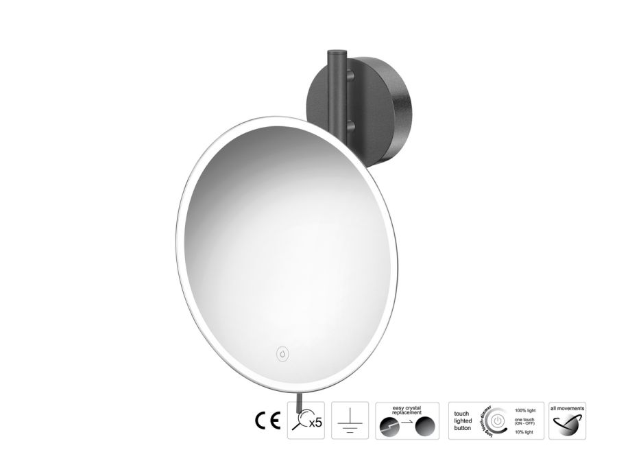 Sanco LED Cosmetic mirrors Μεγεθυντικός καθρέπτης x5 με LED Σκούρο γραφίτη MRLED-764-122