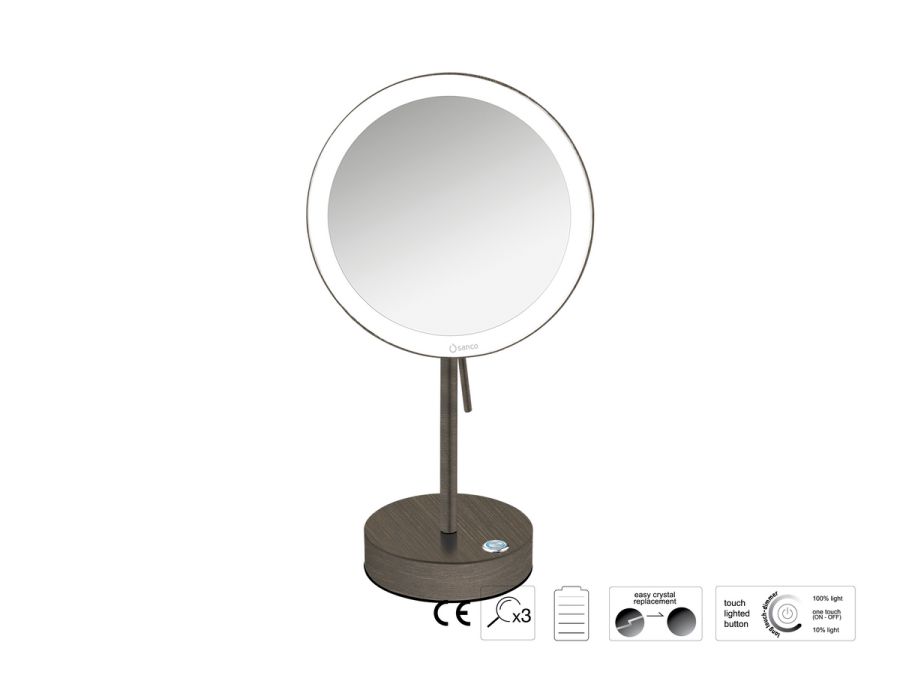 Sanco LED Cosmetic mirrors LED Επικαθήμενος Καθρέπτης μεγεθυντικός x3 Σκούρο μπρονζέ ματ MRLED-903-DM25