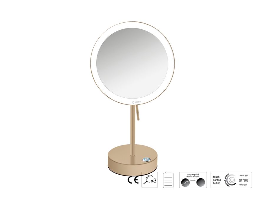 Sanco LED Cosmetic mirrors LED Επικαθήμενος Καθρέπτης μεγεθυντικός x3 Μόκα ματ MRLED-903-M103
