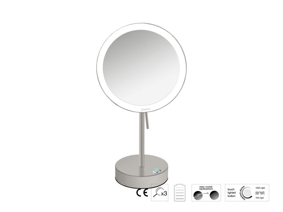 Sanco LED Cosmetic mirrors LED Επικαθήμενος Καθρέπτης μεγεθυντικός x3 Γκρι τσιμέντου ματ MRLED-903-M104