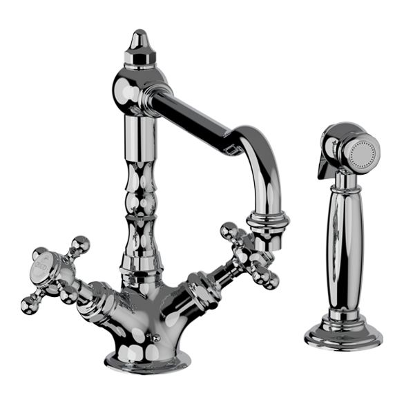 Horus Julia Victoria Julia Victoria Classic Collection - Mono Kitchen Mixer, with Deck Side Handspray / No Waste - Polished Nickel 01.123-NB