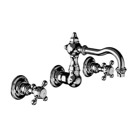Horus Julia Victoria Julia Victoria Classic Collection - Wall Mounted 3 Hole Basin Set for Splashback - Polished Nickel 01.272-NB