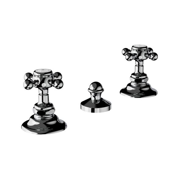 Horus Julia Victoria Julia Victoria Classic Collection - 3 Hole Bidet Set, Spray and Rim Fill Valves with Automatic Pop-up Waste - Chrome 01.358-CH