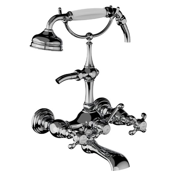 Horus Montmartre Classic Collection - Complete Wall Bath / Shower Mixer / Height Cradle - Polished Nickel 07.434-NB