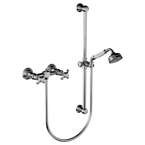 Horus Montmartre Classic Collection - Complete Wall Shower Mixer, with Rail, Handshower, Flexible - Matt Nickel 07.516-NM